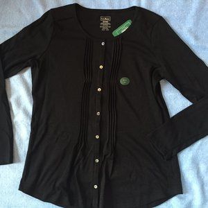 LL BEAN Pima Pintuck Shirt Womens XS